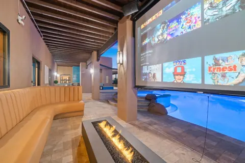 Movie night under the covered patio