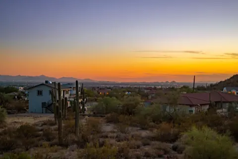 Sunset view over the desert landscape
