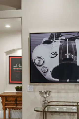 Colorful wall art adds a designer touch