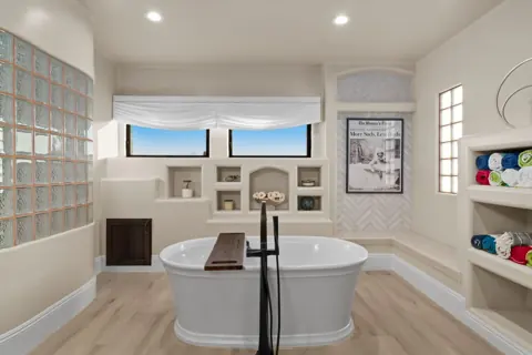 Freestanding soaking tub for a relaxing stay