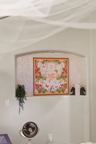 Bright art accent in a quiet corner
