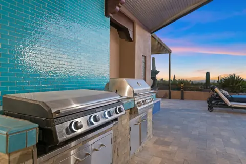 Built-in BBQ station on the covered patio