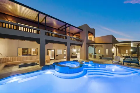 Stunning pool and spa at blue hour
