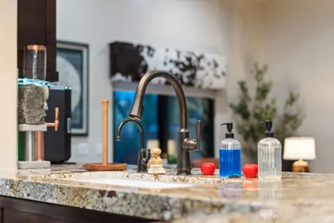Kitchen sink detail with modern finishes