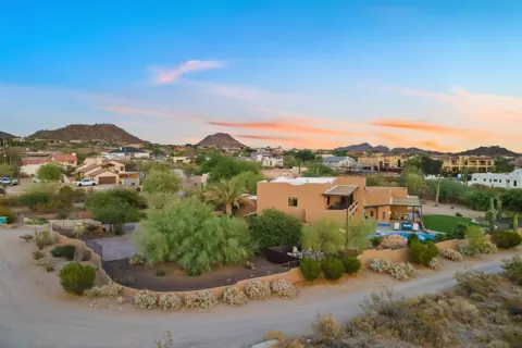 Beautiful desert neighborhood and mountain backdrop